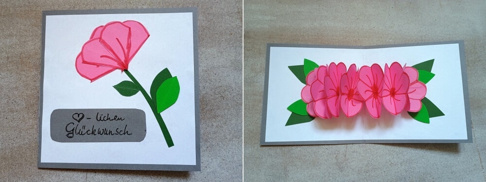 Grußkarte mit Pop-up-Blume