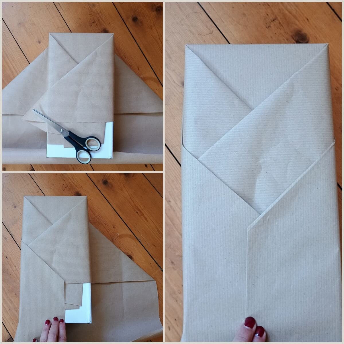 obere Faltungen für ein Geschenk im Kimono-Stil