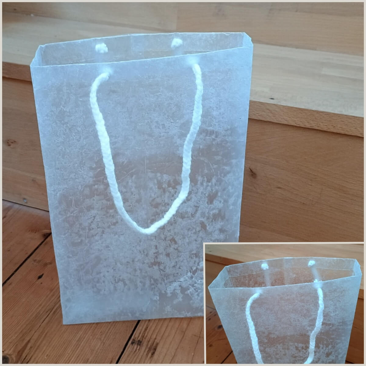 fertige Geschenktüte aus Klarsichthüllen