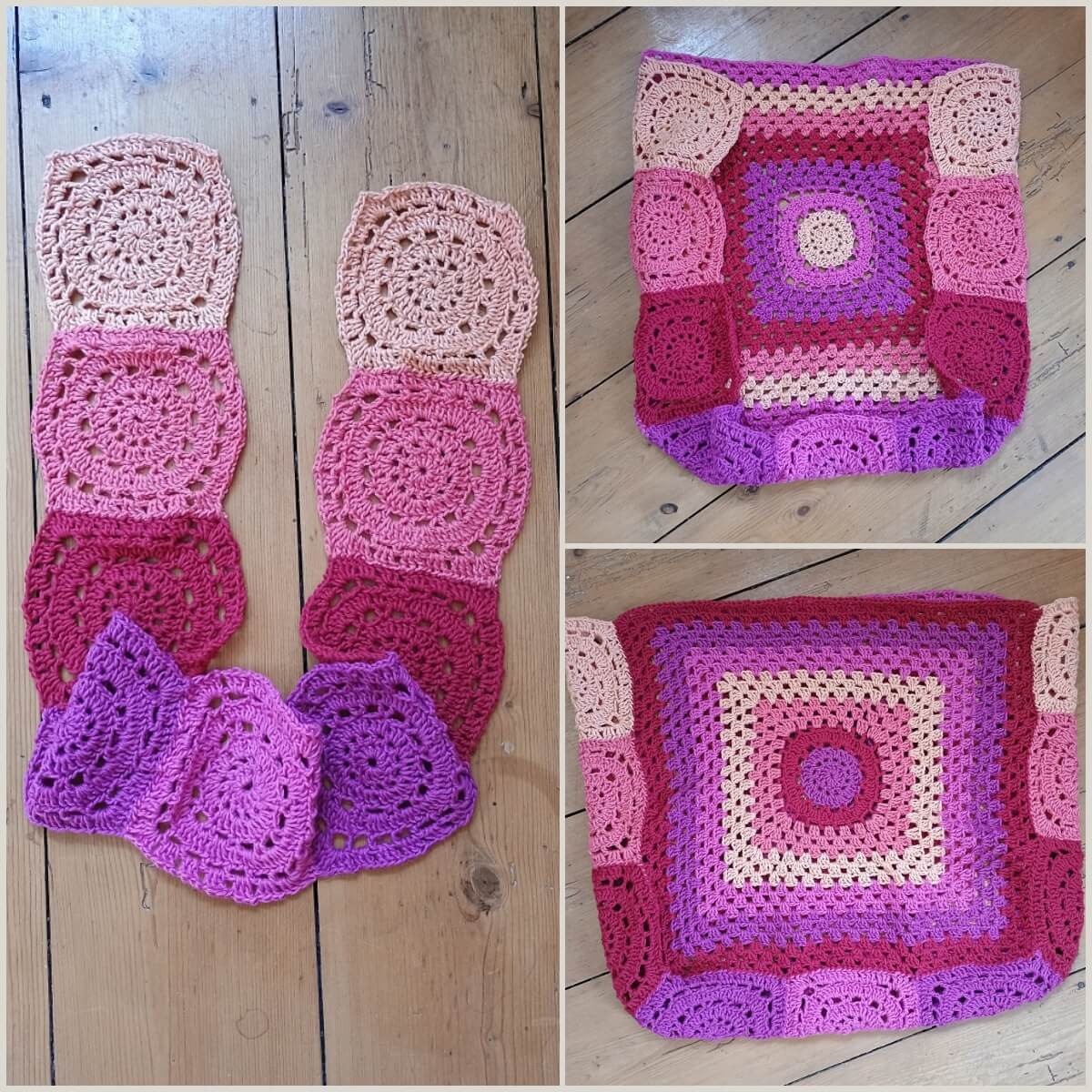 Granny Squares zur Schultertasche verbunden
