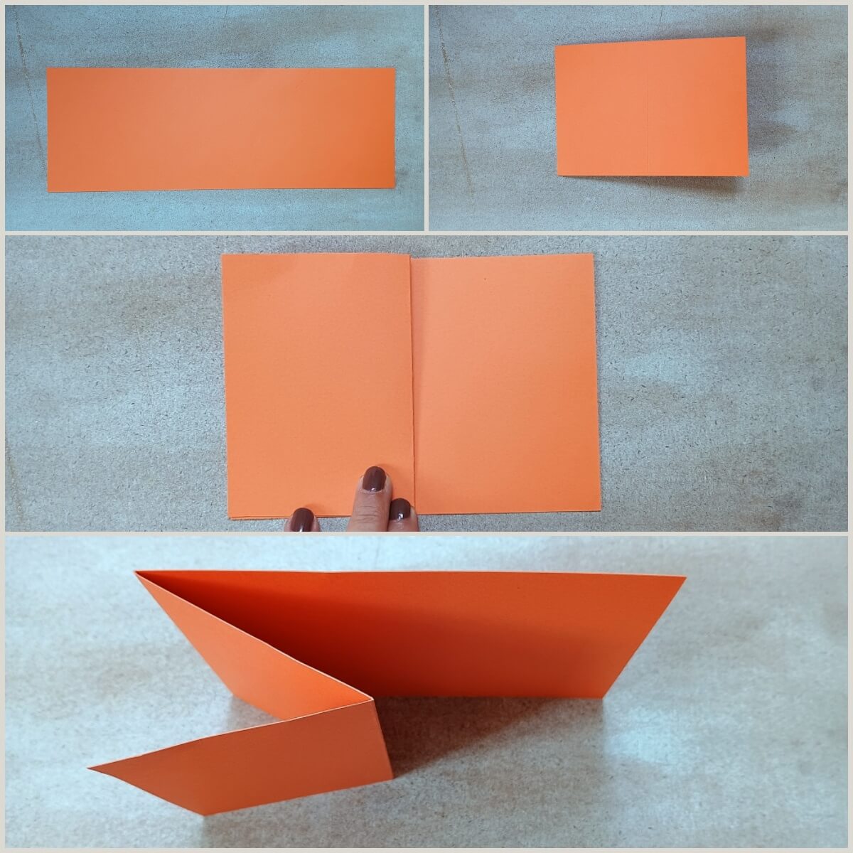 Tonpapier gefaltet zur Grundform für Z-Karten