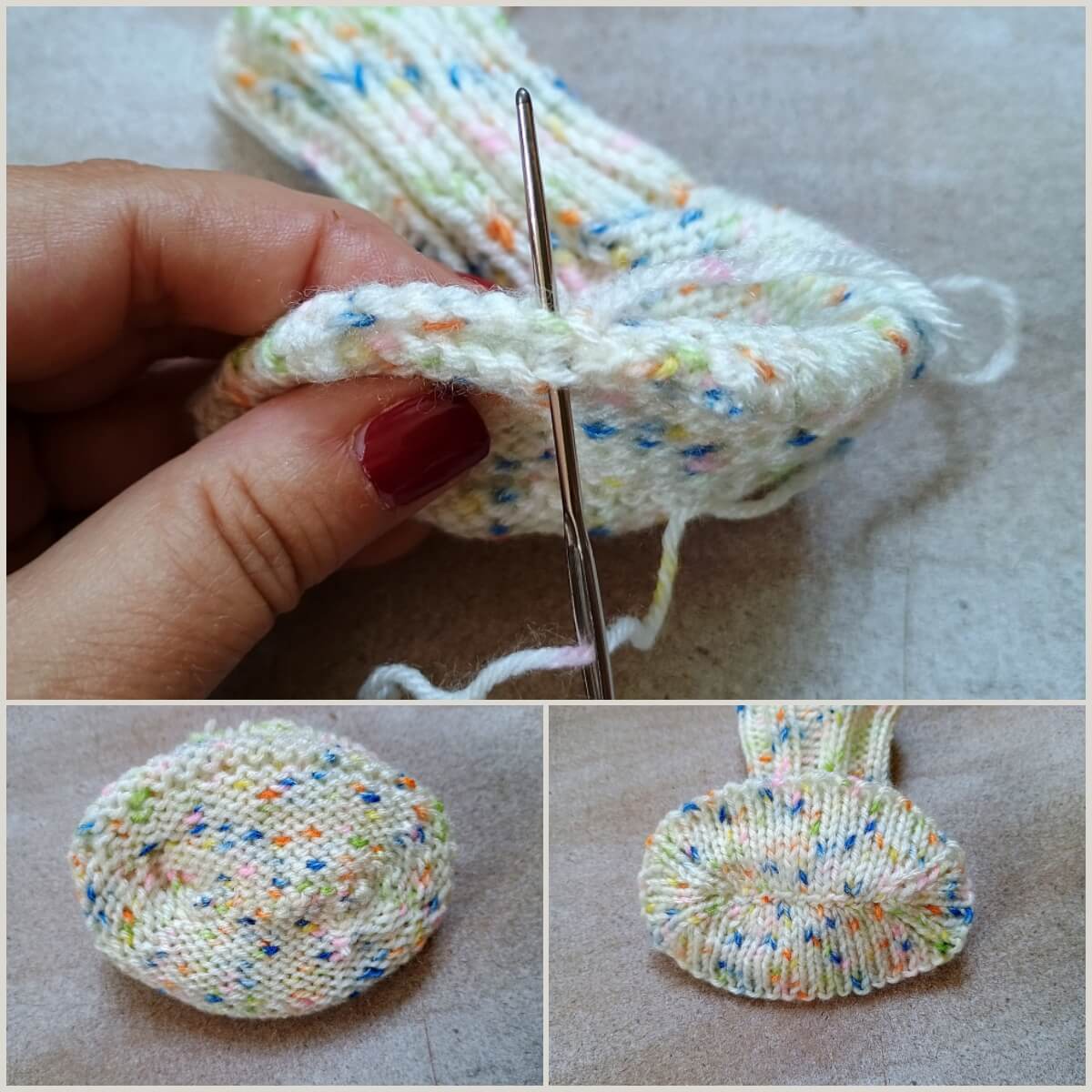 Sohle von Babyschuhen zusammennähen