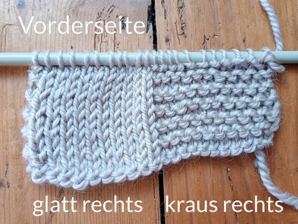 rechts gestricktes Musterstück, Vorderseite