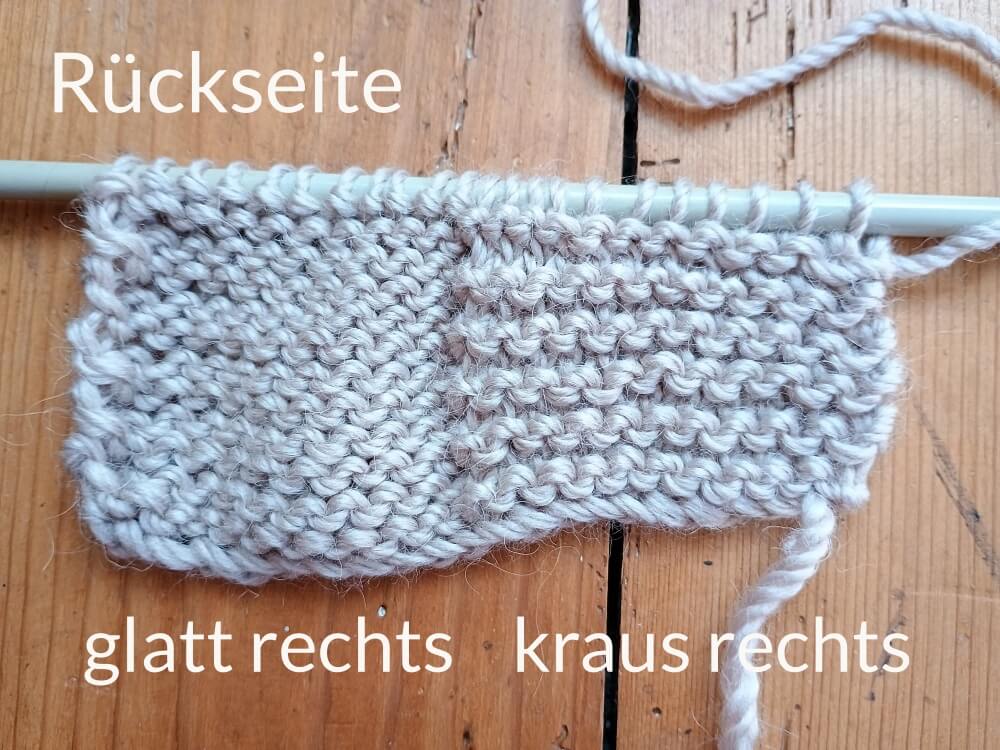 rechts gestricktes Musterstück, Rückseite