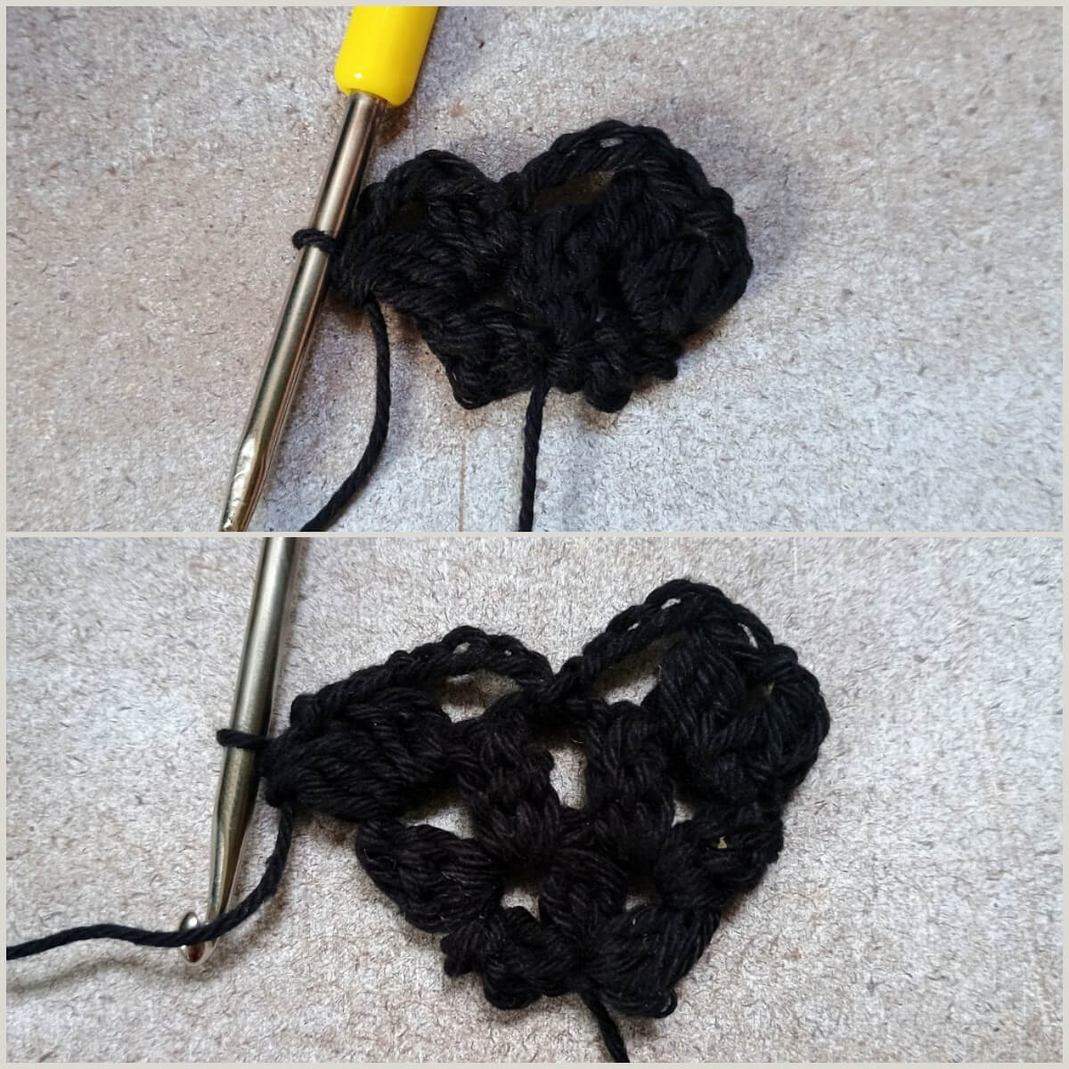 Seitenkanten und Netzmuster vom Bandana häkeln