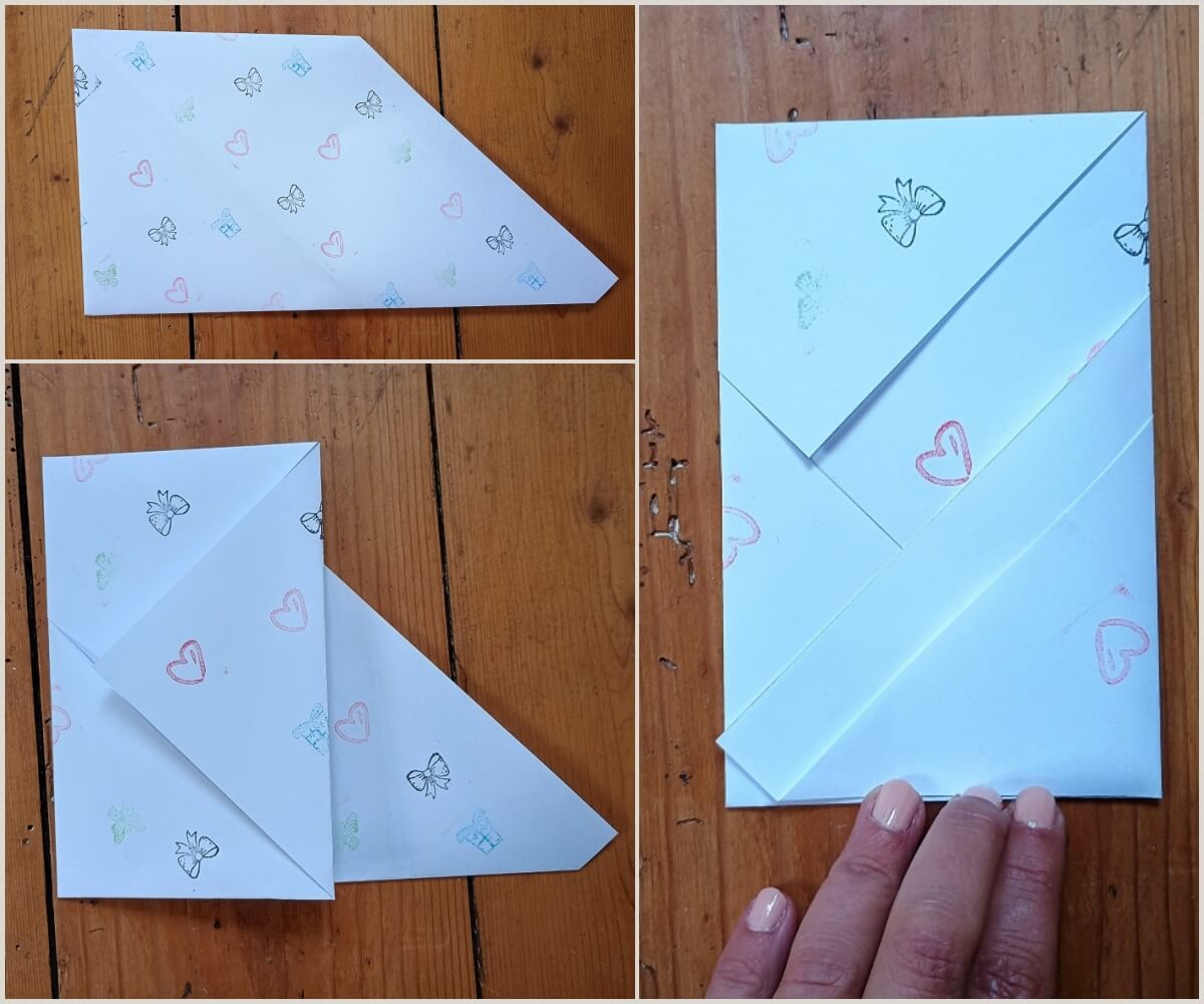 Umschlag im Kimono-Stil zu Ende falten