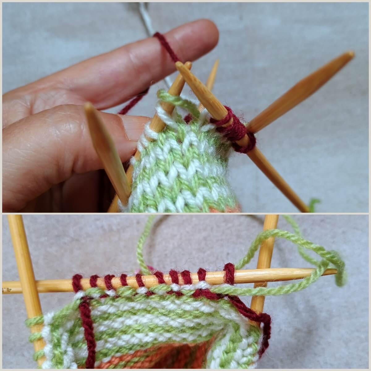neuen Faden beim Stricken einweben