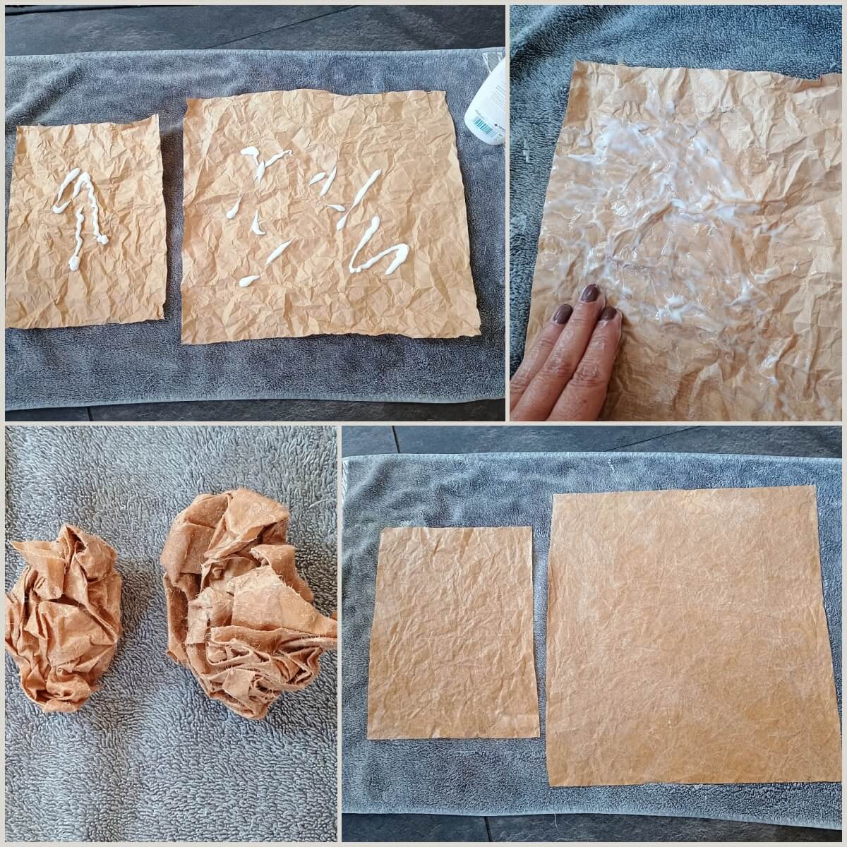 Packpapier mit Creme einschmieren