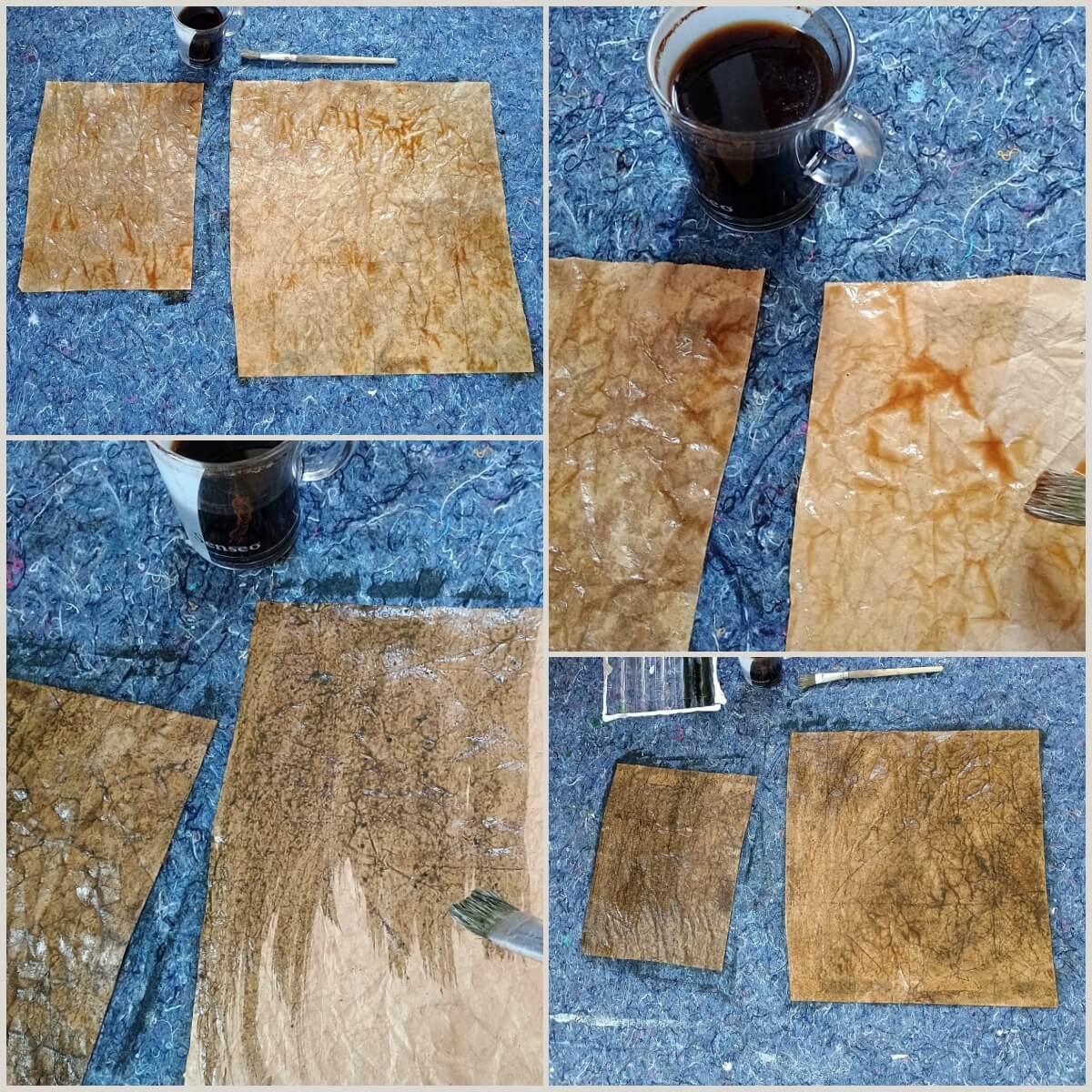 Packpapier mit Kaffee einfärben