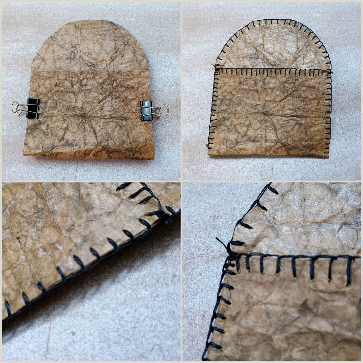 Papierleder zur Tasche vernähen