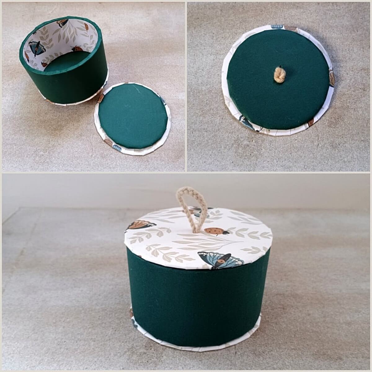 mit Papier beklebtes Unterteil und Deckel