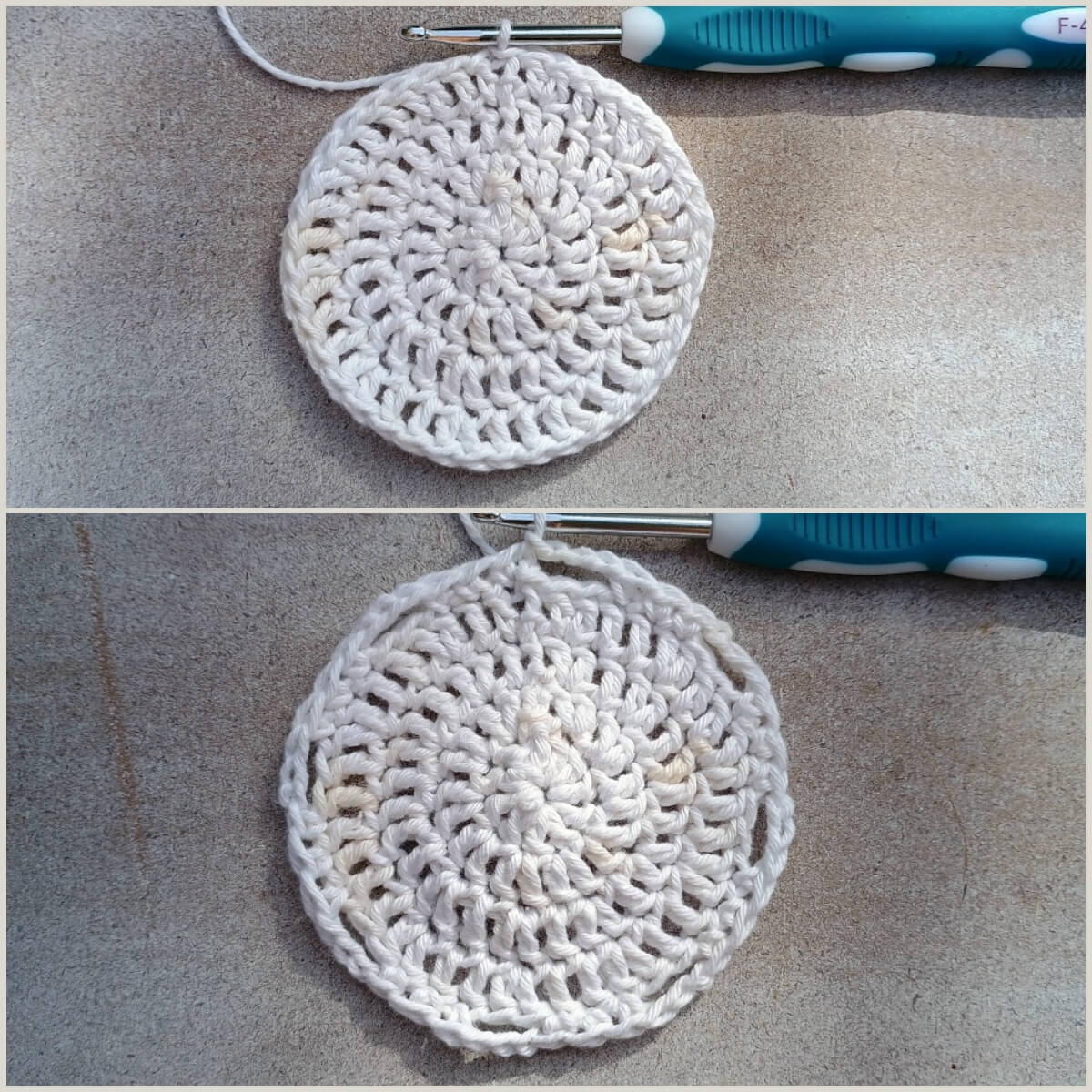Runde 4 und 5 vom Granny Square mit Kürbissen häkeln