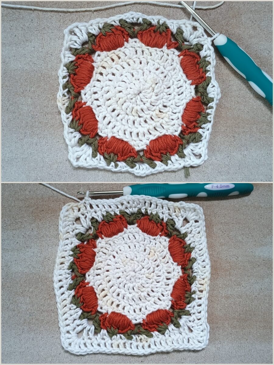 Granny Square mit Kürbissen beenden
