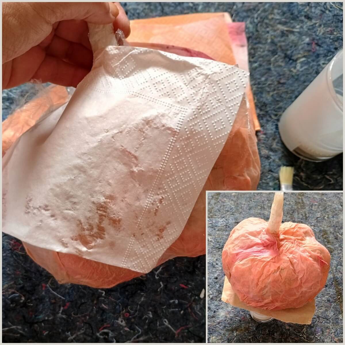 Grundform mit farbigen Servietten bekleben