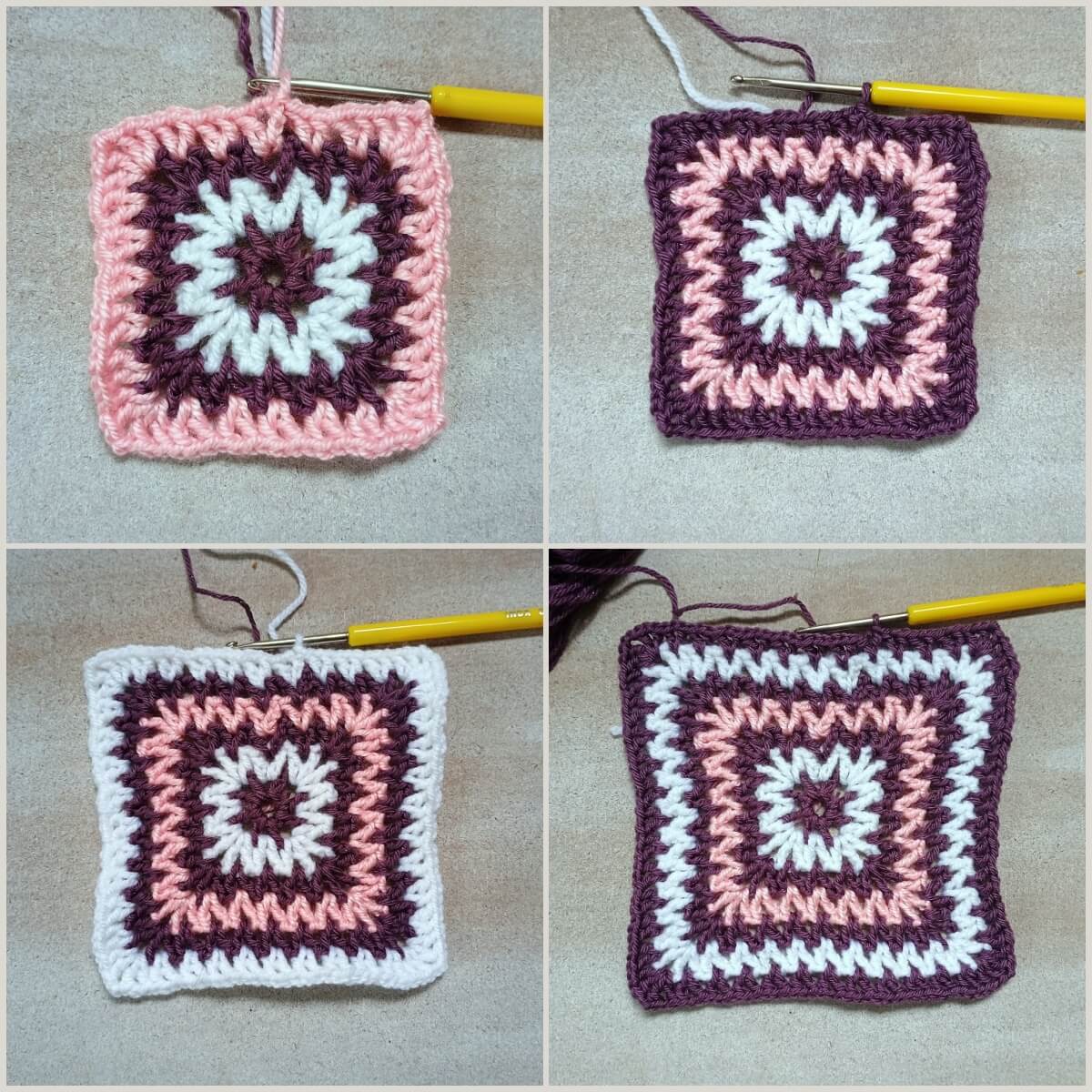 Runden beim Granny Square mit V-Stich häkeln