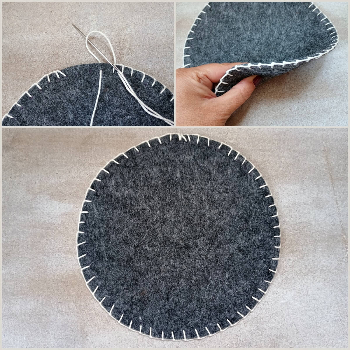 Filz mit Schlingenstichen umnähen