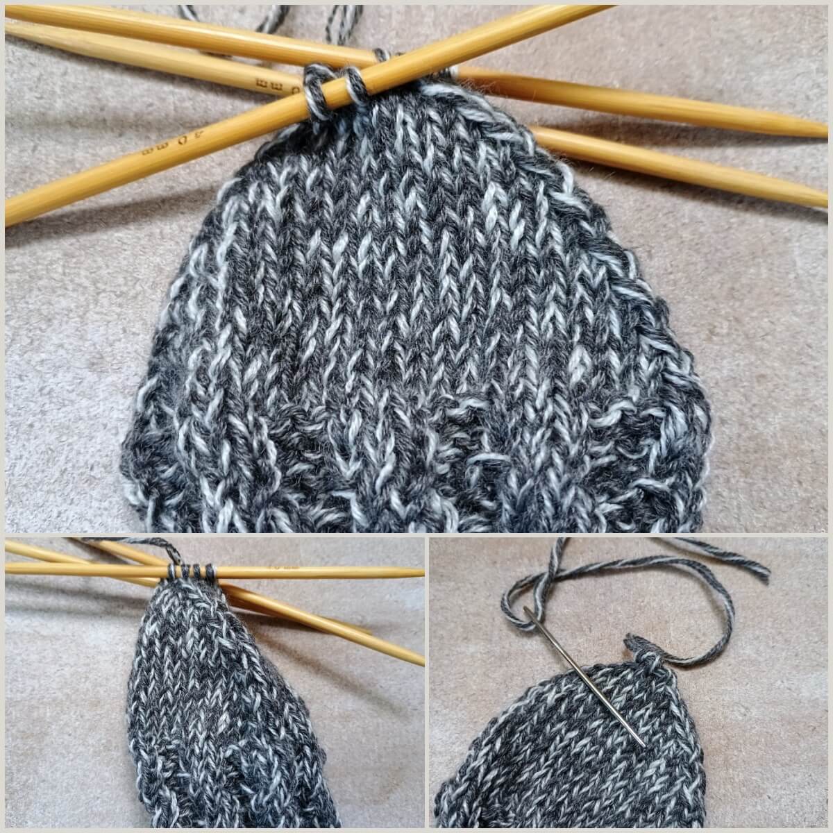 Spitze der Spiralsocken stricken