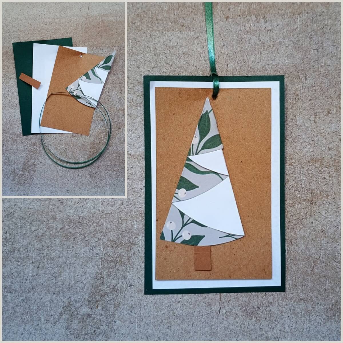 Geschenkanhänger mit Papier-Tannenbaum