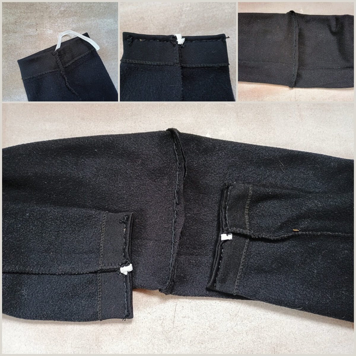 Leggings in der Mitte und an den Enden zusammengenäht